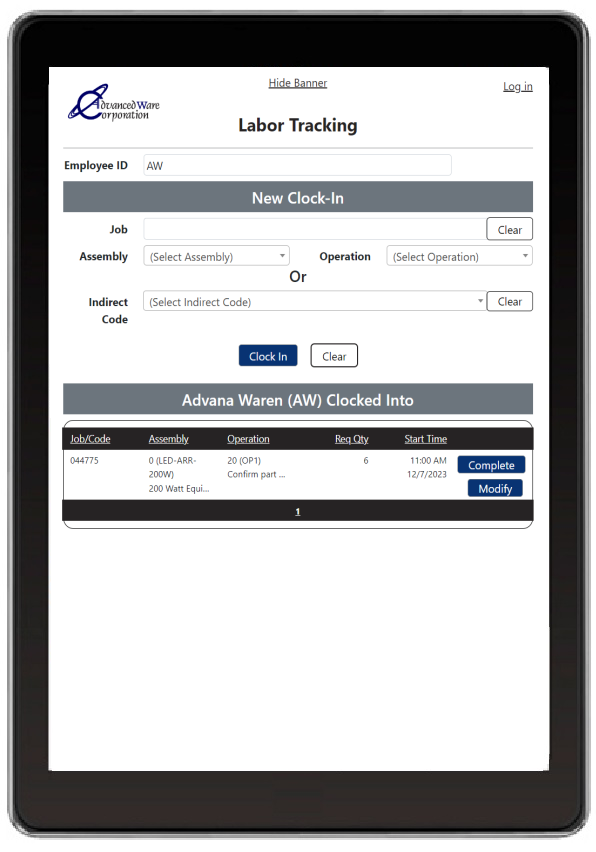 AdvancedWare provides Solutions for Epicor's Epicor Kinetic ERP System including Real-Time Barcode Labor Tracking / Material Completions application